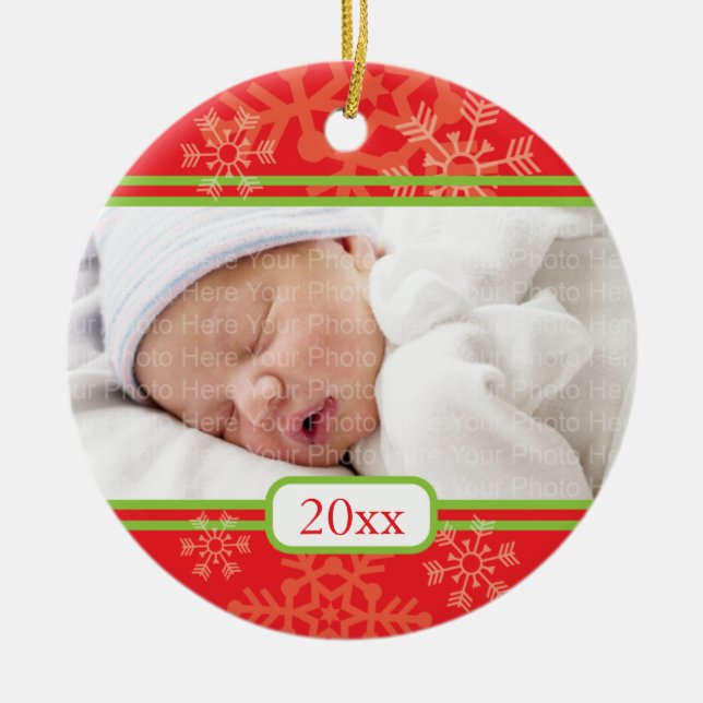 Adorno De Cerámica Copos de nieve: Rojo (Frente)