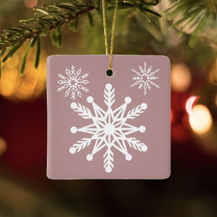Adorno De Cerámica Copos de nieve rosados polvorientos Elegante Fiest