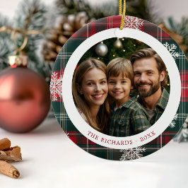 Adorno De Cerámica Copos de nieve verdes y rojos vintage 2 fotos