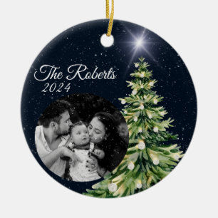 Adorno De Cerámica Copos de nieve y árboles de invierno encanto elega