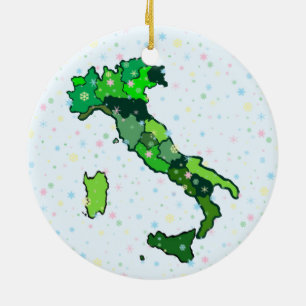 Adorno De Cerámica Copos de nieve y mapa en colores pastel alegres de