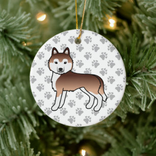 Adorno De Cerámica Copper Siberian Husky Perro De Dibujos Animados Li