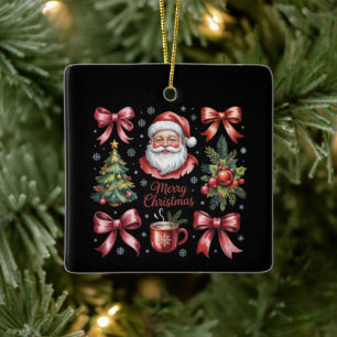 Adorno De Cerámica Coqueta Navidad Roja Retro Navidades Fiesta Navide