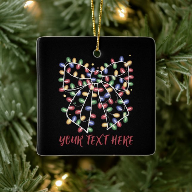 Adorno De Cerámica Coquette Bow Personalized Christmas Lights Holiday (Árbol)