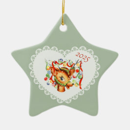 Adorno De Cerámica Coquette Pastel Retro Vintage Bebé Animales Cervan