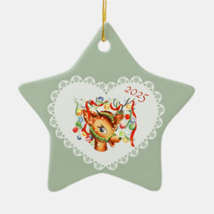 Adorno De Cerámica Coquette Pastel Retro Vintage Bebé Animales Cervan