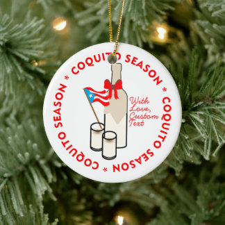 Adorno De Cerámica Coquito Season Bottle Puerto Rico Custom Text