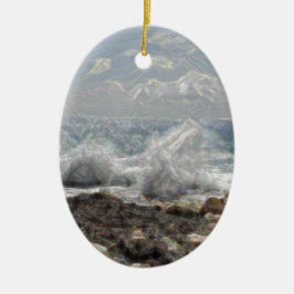 Adorno De Cerámica Coral y olas