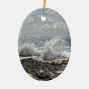 Adorno De Cerámica Coral y olas