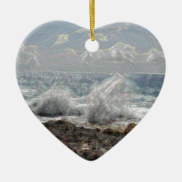 Adorno De Cerámica Coral y olas