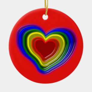 Adorno De Cerámica corazón arcoiris