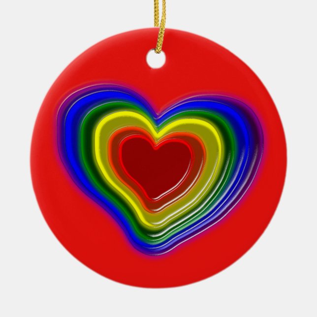 Adorno De Cerámica corazón arcoiris (Frente)