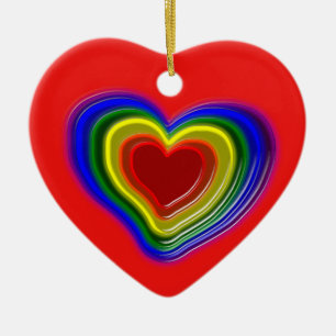 Adorno De Cerámica corazón arcoiris
