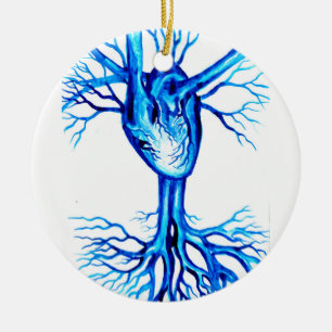 Adorno De Cerámica Corazón azul
