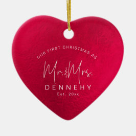 Adorno De Cerámica Corazón Cerámico Primera Navidad, Rojo Irlandés