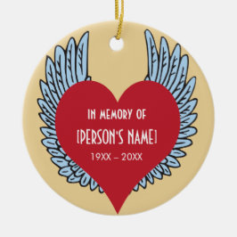 Adorno De Cerámica Corazón con alas en memoria de
