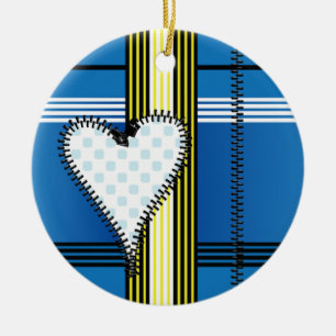 Adorno De Cerámica Corazón con delineado de cremallera