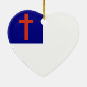 Adorno De Cerámica Corazón cristiano de la bandera