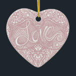 Adorno De Cerámica Corazón de amor<br><div class="desc">rosa encaje apariencia amor corazón</div>