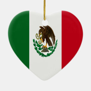 Adorno De Cerámica Corazón de bandera de México patriótico