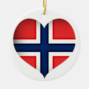 Adorno De Cerámica Corazón de bandera de Noruega