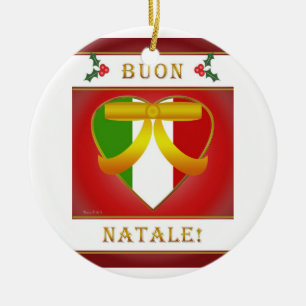 Adorno De Cerámica Corazón de bandera italiana Buon Natale - Ornament