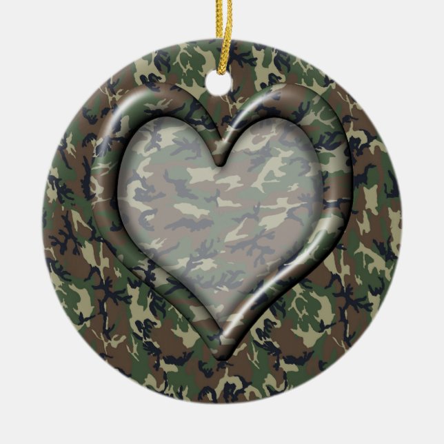 Adorno De Cerámica Corazón de camuflaje (Frente)