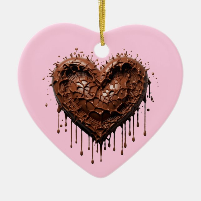 Adorno De Cerámica Corazón de chocolate Valentine (Frente)