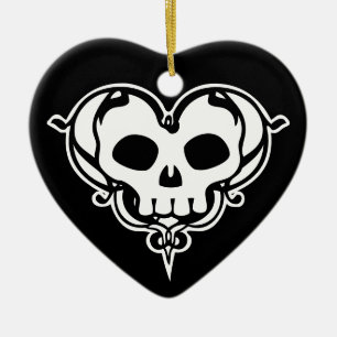 Adorno De Cerámica Corazón de cráneo decorativo