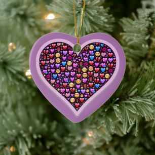 Adorno De Cerámica Corazón de Emoji púrpura