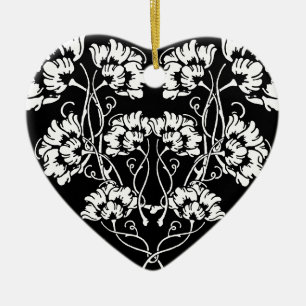 Adorno De Cerámica Corazón de flores de estilo gótico Art Nouveau