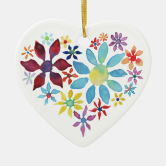 Adorno De Cerámica Corazón de flores (de un solo lado - de fondo en b