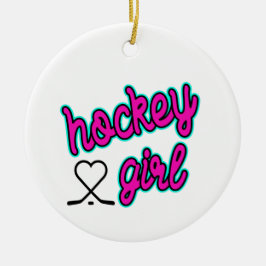 Adorno De Cerámica Corazón de guión de Chica de hockey