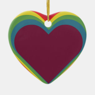 Adorno De Cerámica Corazón de H Herz - Colores arcoiris - Regenbogenf