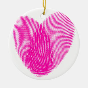 Adorno De Cerámica Corazón de huellas digitales