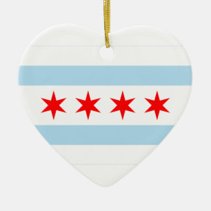 Adorno De Cerámica Corazón de la bandera de Chicago