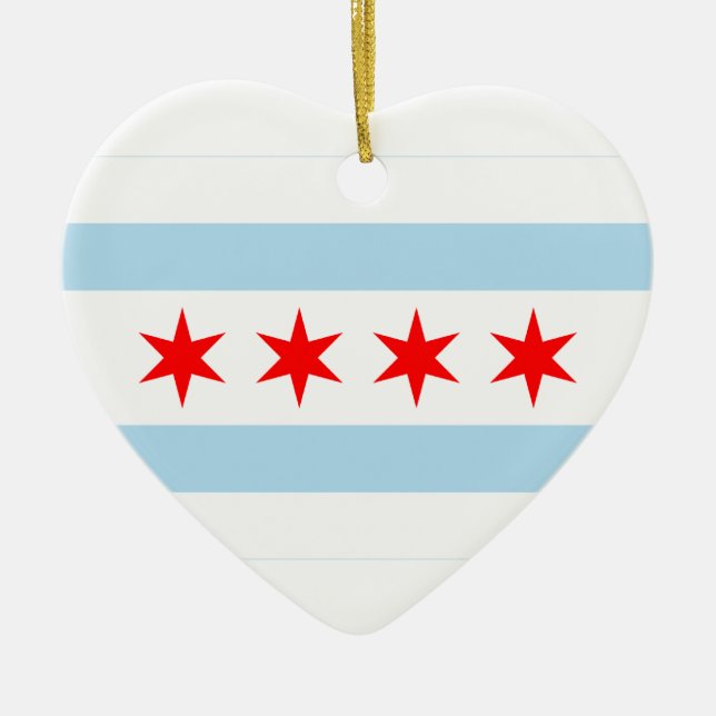 Adorno De Cerámica Corazón de la bandera de Chicago (Frente)