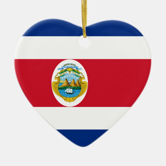 Adorno De Cerámica Corazón de la bandera de Costa Rica (Frente)