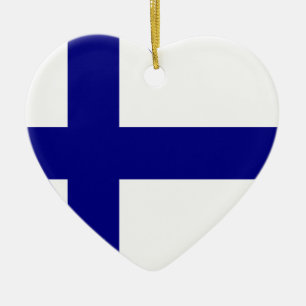Adorno De Cerámica Corazón de la bandera de Finlandia