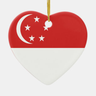 Adorno De Cerámica Corazón de la bandera de Singapur