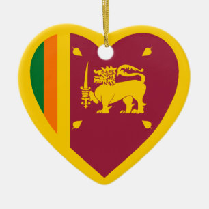 Adorno De Cerámica Corazón de la bandera de Sri Lanka
