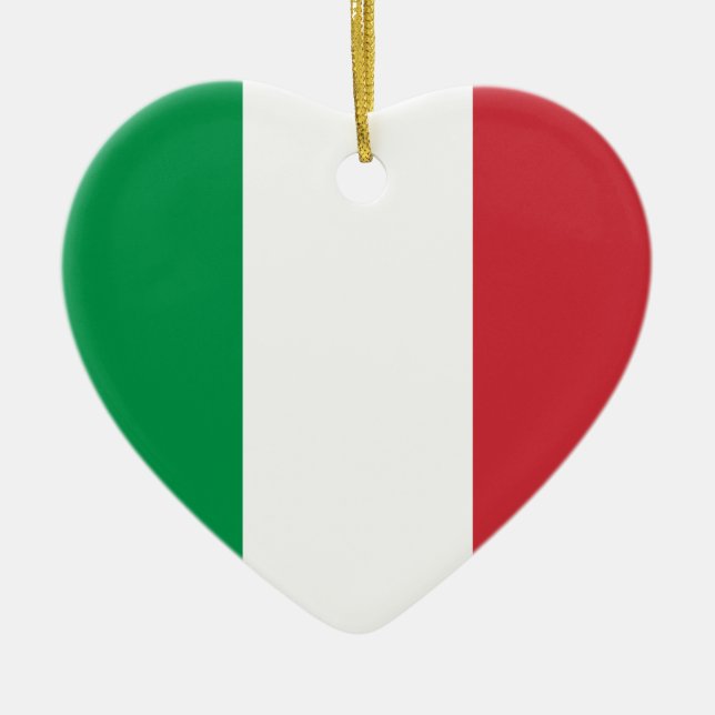 Adorno De Cerámica Corazón de la bandera italiana (Frente)