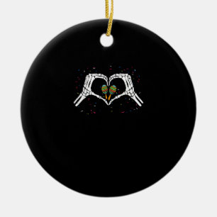Adorno De Cerámica Corazón de la mano de esqueleto Maracas Cinco De M