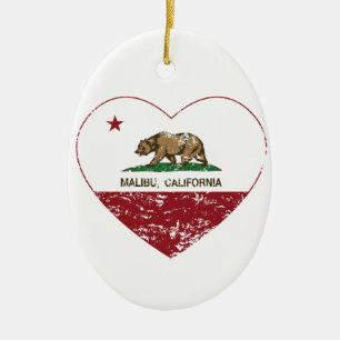 Adorno De Cerámica corazón de malibu de la bandera de California