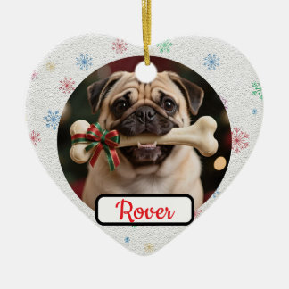 Adorno De Cerámica Corazón de mascota personalizable de perro y hueso
