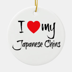 Adorno De Cerámica Corazón de mis perros chinos japoneses