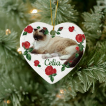Corazón de Navidad Gato Personalizado Delante y De