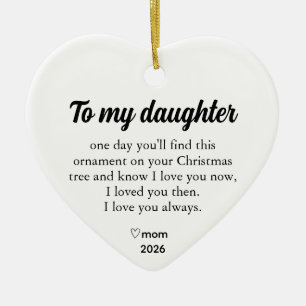 Adorno De Cerámica Corazón de Navidad Personalizado Para Mi Hija