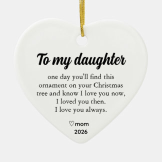 Adorno De Cerámica Corazón de Navidad Personalizado Para Mi Hija