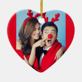 Adorno De Cerámica Corazón de navidades con foto de Personalizado de